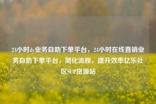 24小时dy业务自助下单平台，24小时在线直销业务自助下单平台，简化流程，提升效率亿乐社区SUP货源站
