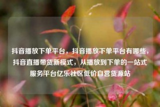 抖音播放下单平台，抖音播放下单平台有哪些，抖音直播带货新模式，从播放到下单的一站式服务平台亿乐社区低价自营货源站