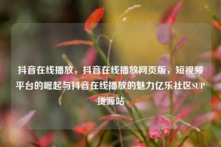 抖音在线播放，抖音在线播放网页版，短视频平台的崛起与抖音在线播放的魅力亿乐社区SUP货源站