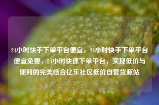 24小时快手下单平台便宜，24小时快手下单平台便宜免费，24小时快速下单平台，实现低价与便利的完美结合亿乐社区低价自营货源站