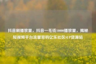 抖音刷播放量，抖音一毛钱10000播放量，揭秘短视频平台流量密码亿乐社区SUP货源站
