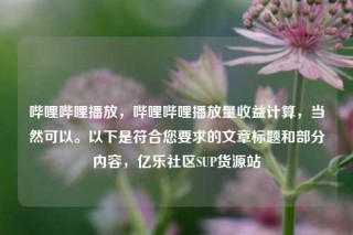 哔哩哔哩播放，哔哩哔哩播放量收益计算，当然可以。以下是符合您要求的文章标题和部分内容，亿乐社区SUP货源站