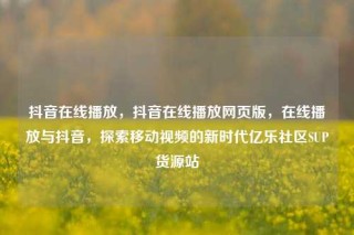 抖音在线播放，抖音在线播放网页版，在线播放与抖音，探索移动视频的新时代亿乐社区SUP货源站