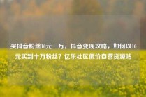 买抖音粉丝10元一万，抖音变现攻略，如何以10元买到十万粉丝？亿乐社区低价自营货源站