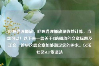 哔哩哔哩播放，哔哩哔哩播放量收益计算，当然可以！以下是一篇关于B站播放的文章标题及正文。希望这篇文章能够满足您的需求。亿乐社区SUP货源站