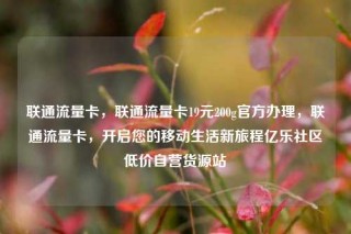 联通流量卡，联通流量卡19元200g官方办理，联通流量卡，开启您的移动生活新旅程亿乐社区低价自营货源站