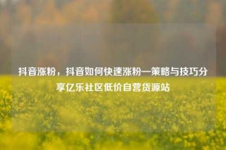 抖音涨粉，抖音如何快速涨粉—策略与技巧分享亿乐社区低价自营货源站