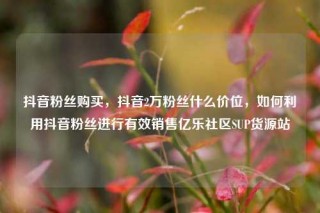 抖音粉丝购买，抖音2万粉丝什么价位，如何利用抖音粉丝进行有效销售亿乐社区SUP货源站