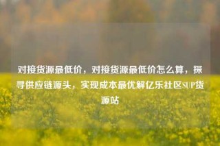对接货源最低价，对接货源最低价怎么算，探寻供应链源头，实现成本最优解亿乐社区SUP货源站