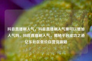 抖音直播刷人气，抖音直播刷人气票可以增加人气吗，抖音直播刷人气，揭秘平台成功之道亿乐社区低价自营货源站