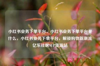 小红书业务下单平台，小红书业务下单平台是什么，小红书业务下单平台，解锁购物新潮流亿乐社区SUP货源站