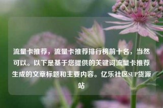 流量卡推荐，流量卡推荐排行榜前十名，当然可以。以下是基于您提供的关键词流量卡推荐生成的文章标题和主要内容。亿乐社区SUP货源站