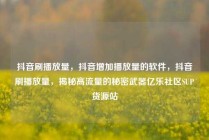 抖音刷播放量，抖音增加播放量的软件，抖音刷播放量，揭秘高流量的秘密武器亿乐社区SUP货源站