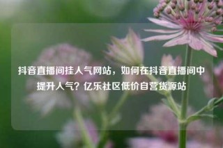 抖音直播间挂人气网站，如何在抖音直播间中提升人气？亿乐社区低价自营货源站