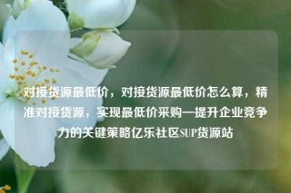 对接货源最低价，对接货源最低价怎么算，精准对接货源，实现最低价采购—提升企业竞争力的关键策略亿乐社区SUP货源站