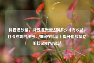 抖音播放量，抖音播放量达到多少才有收益，打卡成功的秘密，如何在抖音上提升播放量亿乐社区SUP货源站