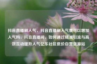 抖音直播刷人气，抖音直播刷人气票可以增加人气吗，抖音直播间，如何通过精准引流与高效互动提升人气亿乐社区低价自营货源站