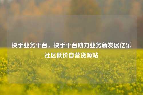快手业务平台，快手平台助力业务新发展亿乐社区低价自营货源站  第1张