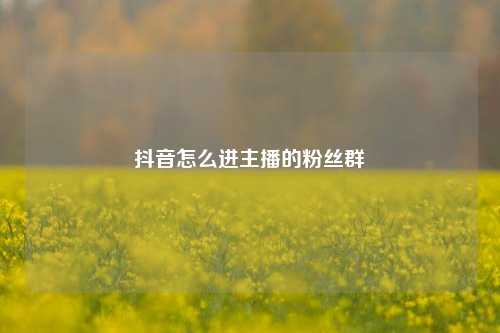 抖音怎么进主播的粉丝群 第1张 抖音怎么进主播的粉丝群 第1张
